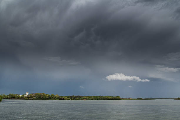 Storm clouds above lake